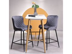 כסא בר אפור בד קטיפה משענת גב דגם APEX