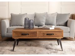 שולחן סלון בגוון טבעי/שחור עץ אלון ממוחזר 70*120 ס"מ דגם פסטורל