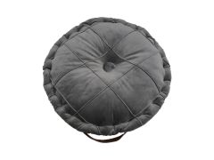 כרית מושב עגולה קטיפה בצבע אפור קוטר 40 ס"מ