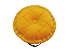 כרית מושב עגולה קטיפה בצבע צהוב קוטר 40 ס"מ