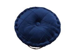 כרית מושב עגולה קטיפה בצבע כחול קוטר 40 ס"מ