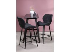 כסא בר שחור משענת גב בד פשתן דגם NITO