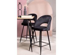 כסא בר שחור בד קטיפה משענת גב דגם ROLLO