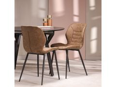 כסא פינת אוכל חום מרופד דמוי עור דגם RANCHER