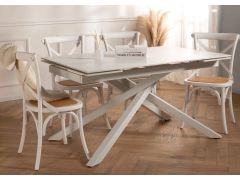 שולחן אוכל נפתח לבן קרמיקה 90*140 ס"מ דגם מיניס