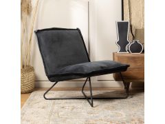 כורסא בד קטיפה שחור דגם פרינסי