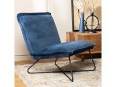 כורסא בד קטיפה כחול דגם פרינסי