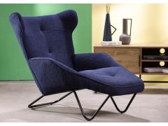 כורסא שזלונג בד בגוון שחור/כחול כהה דגם LONGI