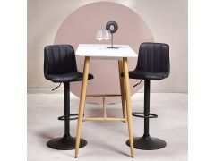 כסא בר שחור משענת גב דמוי עור דגם PNEUMATIC