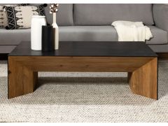 שולחן סלון עץ בגוון טבעי קוטר 135*75 ס"מ דגם בלאקס