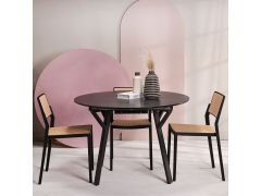 שולחן אוכל נפתח קוטר 110 ס"מ בגוון שחור דגם +ARKA