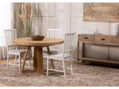 שולחן אוכל נפתח עגול בגוון עץ טבעי קוטר 120 ס"מ דגם סלייטס