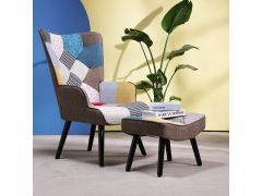 כורסא + הדום בד טלאים דגם PATCH