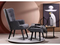 כורסא + הדום בד בגוון אפור דגם PATCH