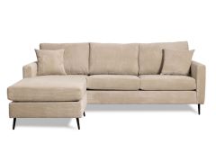 ספה פינתית תלת מושבית בד קורדרוי בגוון בז' 220 ס"מ דגם RANDOM