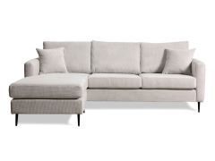 ספה פינתית תלת מושבית בד קורדרוי בגוון אפור בהיר 260 ס"מ דגם RANDOM