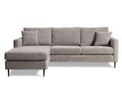 ספה פינתית תלת מושבית בד קורדרוי בגוון אפור 280 ס"מ דגם RANDOM