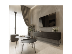 סט מזנון רוחב 2 מטר וזוג שולחנות לסלון קולקציית Black