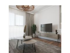 סט מזנון רוחב 1.8 מטר וזוג שולחנות לסלון בעיצוב גרניט זהב