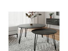 זוג שולחנות סלון בעיצוב גרניט שחור