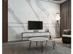 סט מזנון רוחב 2 מטר וזוג שולחנות לסלון קולקציית שיש משולב