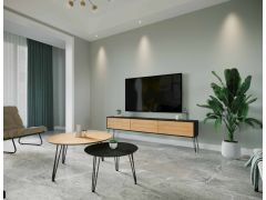 סט מזנון רוחב 2 מטר וזוג שולחנות לסלון קולקציית אלון משולב