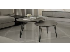 זוג שולחנות סלון קולקציית בטון כהה