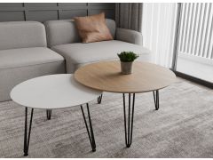 זוג שולחנות סלון קולקציית לבן משולב