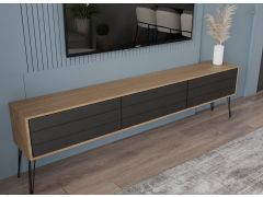 מזנון לסלון 2 מטר סדרת שחור משולב אלון