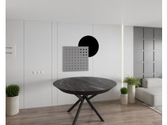 שולחן פינת אוכל עגול נפתח דמוי שיש דגם גרניט שחור