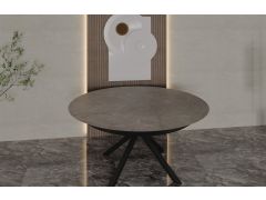 שולחן פינת אוכל עגול נפתח דמוי שיש דגם גרניט מוזהב