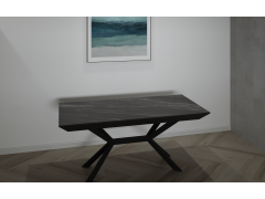 שולחן פינת אוכל מלבני נפתח דמוי שיש דגם גרניט שחור