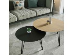 זוג שולחנות סלון סדרת שחור משולב אלון