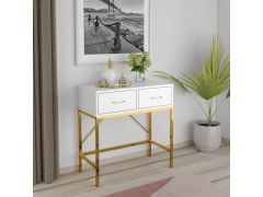 קונסולה בעיצוב מודרני דגם ליחן בגוון לבן/זהב