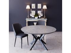 שולחן פינת אוכל עגול מעץ קוטר 1.20 דגם גרניט מוזהב