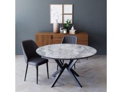 שולחן פינת אוכל עגול מעץ קוטר 1.20 דגם שיש אפור