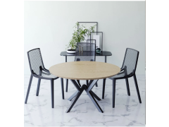 פינת אוכל עגולה דגם ונציה עם 4 כסאות בגוון שחור