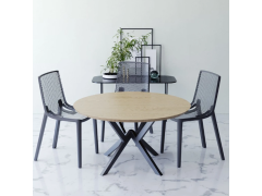 פינת אוכל עגולה דגם ונציה עם 4 כסאות בגוון אפור