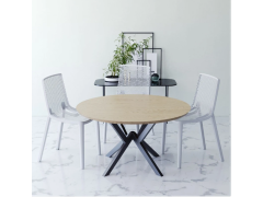פינת אוכל עגולה דגם ונציה עם 4 כסאות בגוון לבן