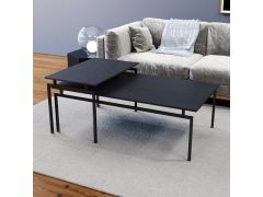 זוג שולחנות סלון מעוצבים דגם ברידג’ בגוון פורניר אלון מושחר