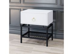 שידה לחדר השינה בעיצוב יוקרתי דגם מפל גוון לבן בשילוב שחור