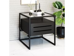 שידה לחדר השינה עם מדף זכוכית בעיצוב יוקרתי דגם גל