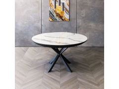 שולחן פינת אוכל עגולה נפתחת דגם גלורי גרניט לבן