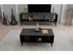 סט מזנון ושולחן לסלון דגם סביון בגוון שחור