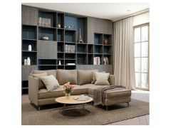 מערכת ישיבה פינתית מבד מעוצבת דגם אלין בגוון חום בהיר