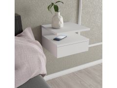 שידת לילה צפה עם קלפה רוחב 45 ס"מ בגוון לבן דגם נסלי