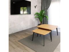 זוג שולחנות לסלון דגם איסלנד אלון טבעי