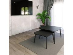 זוג שולחנות לסלון דגם איסלנד בלאק