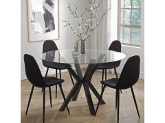 פינת אוכל עגולה 120 ס”מ עם 4 כסאות בגוון כרמל דגם בולוניה