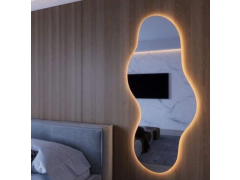 מראה אסימטרית ללא מסגרת עם תאורה